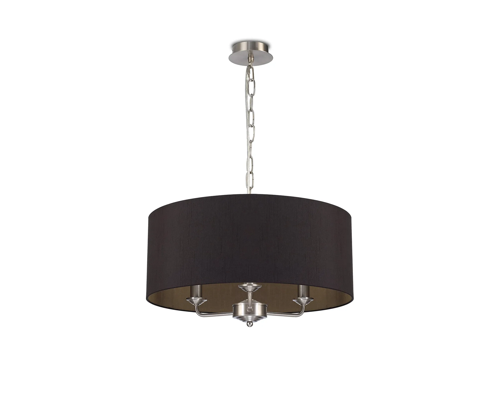 Banyan 50cm 3 Light Pendant Satin Nickel, Midnight Black/Green Olive DK0072  Deco Banyan SN BL